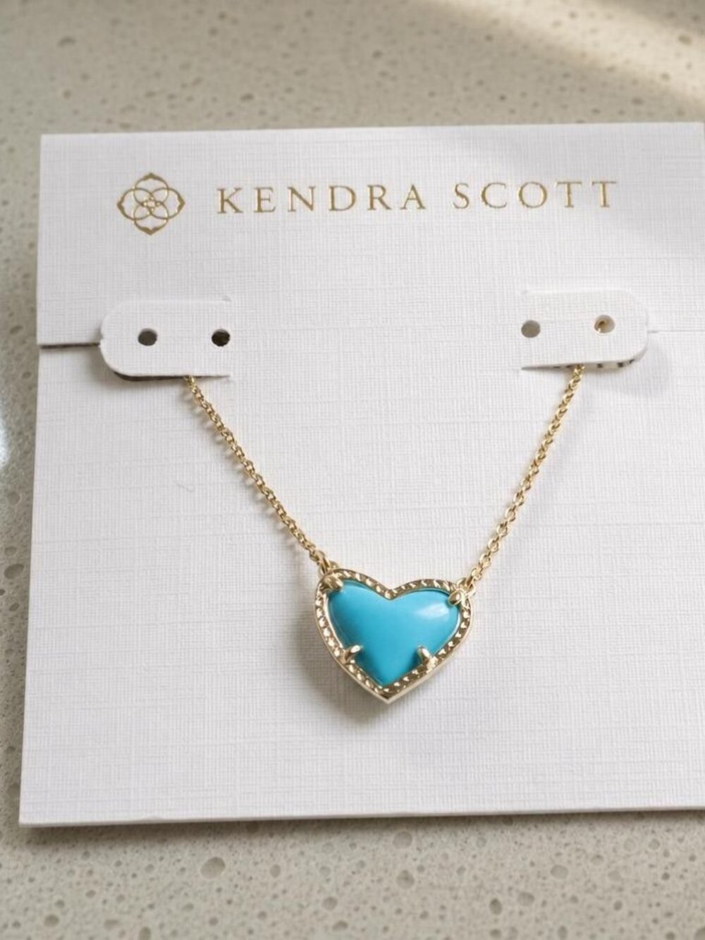 Kendra Scott Ari Heart Gold Turquoise Magnesite Pendant Necklace